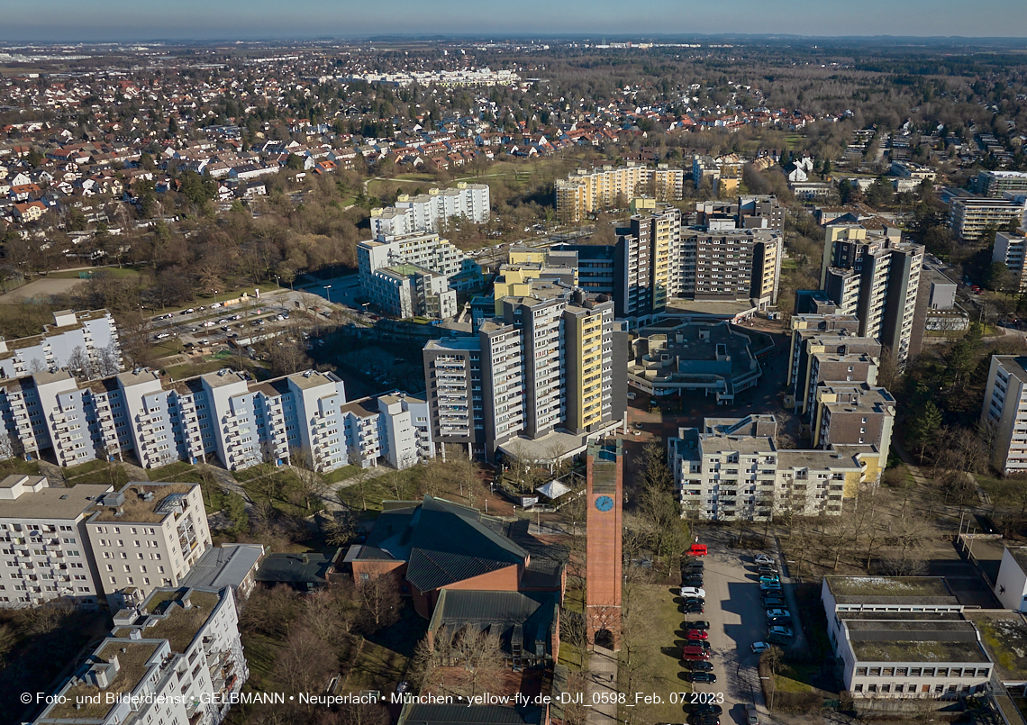 07.02.2023 - Luftbilder vom Marx-Zenrtum und Umgebung in Neuperlach